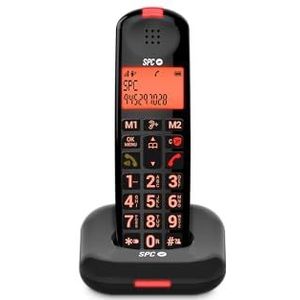 SPC Comfort Kairo - Draadloze vaste seniorentelefoon met grote toetsen, versterkt geluid, compatibel met gehoorapparaat en oproepblokkering - Zwart - zwart 7612N