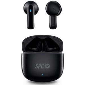 SPC Zion 2 Play – draadloze bluetooth-hoofdtelefoon voor 28-uurs batterij met meerdere ladingen, ultracompact, touch-bediening, handsfree, spraakassistent en USB-C oplaadkoffer, zeer klein, zwart