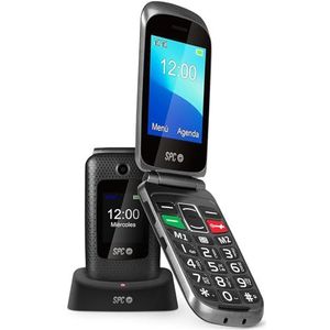 SPC Magnus - Mobiele telefoon met klep voor senioren met grote toetsen - afstandsbediening configuratie, compatibel met hoortoestellen, groot volume, dubbel scherm, knop