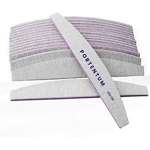 PORTENTUM Professionele nagelvijlset, 100/180, dubbelzijdig, wasbaar, ideaal voor gel en acryl, voor salon en thuis