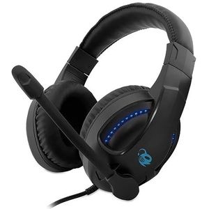 DeepGaming Gaming headset met flexibele microfoon, 3,5 mm jackstekker, LED-verlichting met USB, compatibel met PS4, PS5, PC, Switch, Xbox Series. Zwart