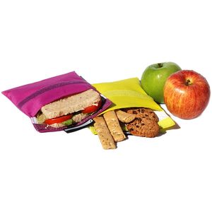 Snack 'n go - Bewaartasjes - Paars en Geel - Nylon en Polyester