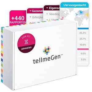 tellmeGen DNA analyse Advanced (Gezondheid + Herkomst + Eigenschappen + Wellness) Meer dan 400 bijgewerkte rapporten