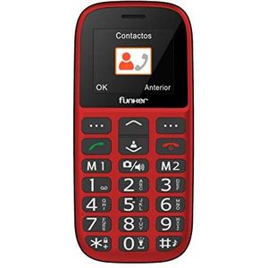 Funker - C65 - Easy Plus rood - voor senioren met SOS-knop en oplader, camera en dagboek met foto's (rood)