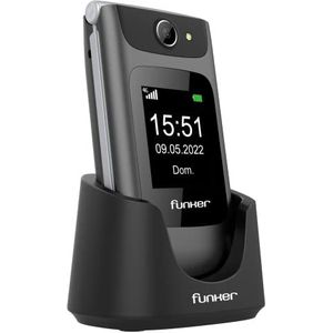 Funker C250 Comfort Power 4G mobiele telefoon 4G volte deksel voor senioren, grote toetsen, eenvoudig te bedienen, SOS-knop, USB-C, 3 direct geheugen, 2000 contacten, batterij 1450 mAh, laadstation