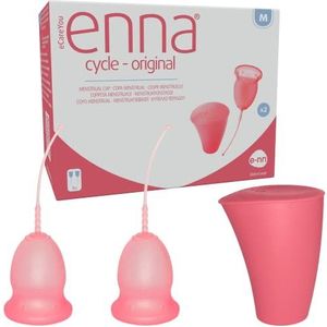 Enna Cyclus - 2 menstruatiecups maat M + applicator + sterilisatiedoos en transporterbox