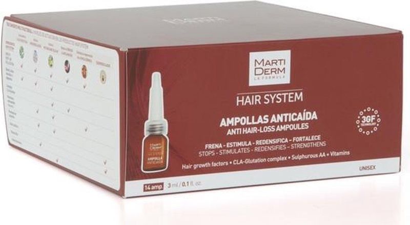Martiderm - Hair System Ampollas Caida - Haarbehandeling - 14 Ampullen