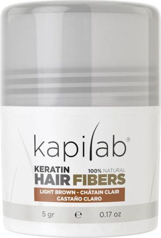 Kapilab Keratine Volumepoeder Lichtbruin - Geeft volume aan het haar - Verbergt haaruitval - 100% natuurlijk - 5 gram