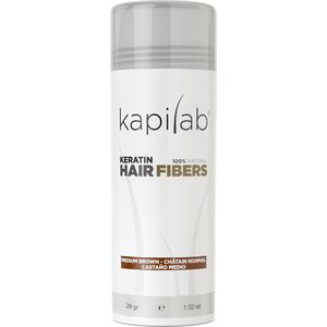 Kapilab Hair Fibers Middenbruin - Keratine haarvezels verbergen haaruitval - Direct voller haar - 100% natuurlijk - 29 gram