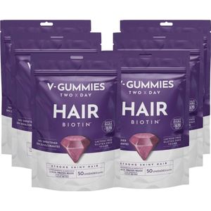V-GUMMIES HAIR BIOTIN - Vitamine Gummie - 6 x 50 Stuks - Voordeelverpakking