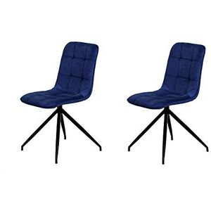 La Silla Española Houten stoel, stoffen, indigoblauw, afmetingen: 46 cm (breedte) x 57 cm (diepte) x 88 cm (hoogte)