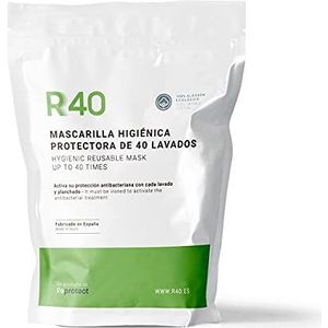 Reprotect Hygiënemasker R40, herbruikbaar, wit, van biologisch katoen, volwassen maat, 1 stuk