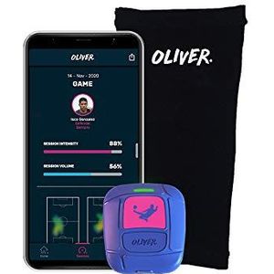 Oliver OLI GPS-voetbal-scheenbeschermer, app voor iOS en Android, voor beter spelen en letsel, uniseks, blauw, klein