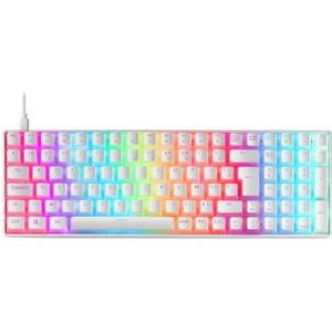 Mars Gaming MKULTRAWBFR MKULTRA, Mechanisch Toetsenbord Wit RGB, Compact 96%, Schakelaar Outemu SQ Blauw, Franse Taal
