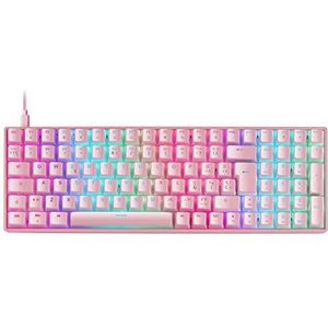 Mars Gaming MKULTRA, Mechanisch toetsenbord Roze RGB, Compact 96%, Schakelaar Outemu SQ Bruin, Portugees-US