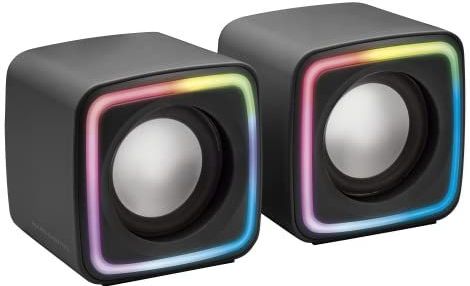 Mars Gaming MSCUBE Zwart, Compacte RGB Gaming-Luidsprekers, 8W DSP Geluidsprocessor, Volumeregeling
