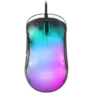 Mars Gaming MMGLOW, RGB Chroma-Glow Gaming-Maus, Spiegeloberfläche, Ultraleicht, 12800 DPI, Schwarz