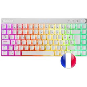 Mars Gaming MKCLOUDWBFR toetsenbord Gamen USB + Bluetooth AZERTY Frans Wit