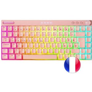 Mars Gaming MKCLOUDPRFR toetsenbord Gamen USB + Bluetooth AZERTY Frans Roze