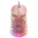 Mars Gaming MM55P Roze, RGB Chroma Gaming Muis, Ultra-lichtgewicht 55g, 12800 DPI, HUANO Mechanische Switches,Roze