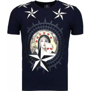 Holy Mary - Rhinestone T-shirt - Navy