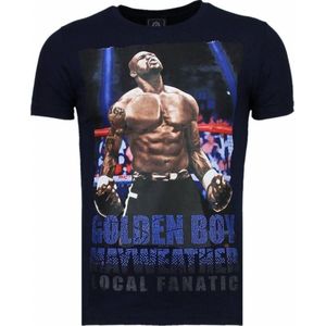 Golden Boy Mayweather - Rhinestone T-shirt - Navy
