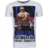 Golden Boy Mayweather - Rhinestone T-shirt - Wit