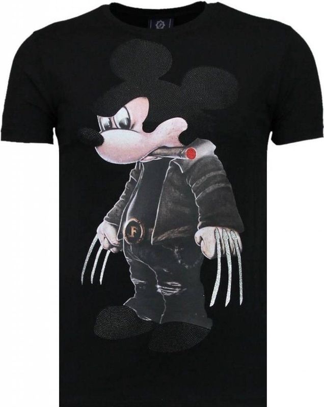 Bad Mouse - Rhinestone T-shirt - Zwart