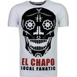 El Chapo - Flockprint T-shirt - Wit