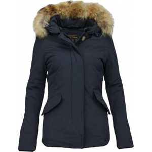 Matogla - Bontjas - Blauw - Polyester - Dames Winterjas met Bontkraag