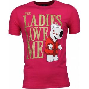 T-shirt - The Ladies Love Me Print - Roze