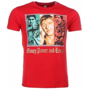 T-shirt - Scarface Money Power Respect Print - Rood