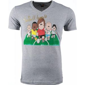T-shirt - Football Legends Print - Grijs