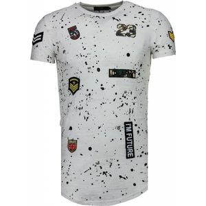 Exclusief Military Patches Paint Splash - T-Shirt - Wit