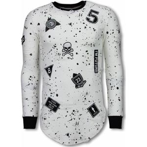 Paint Drops Army Shirt - Long Fit Sweater - Wit