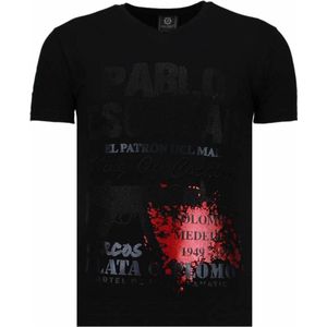 Pablo Escobar Narcos - Rhinestone T-shirt - Zwart Navy