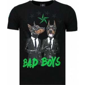 Bad Boys Pinscher - Rhinestone T-shirt - Zwart