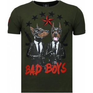 Bad Boys Pinscher - Rhinestone T-shirt - Groen