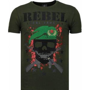 Skull Rebel - Rhinestone T-shirt - Groen