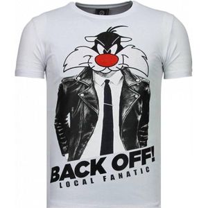 Pussy Cat - Rhinestone T-shirt - Wit