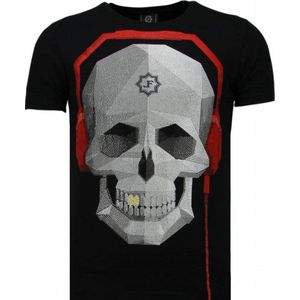 Skull Bring The Beat - Rhinestone T-shirt - Zwart