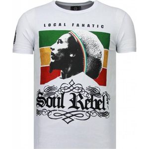 Soul Rebel Bob Marley - Rhinestone T-shirt - Wit