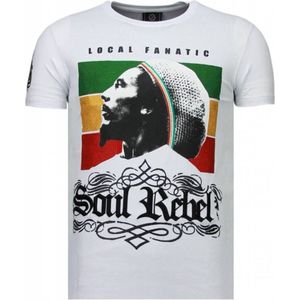 Soul Rebel Bob Marley - Rhinestone T-shirt - Wit