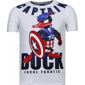 Captain Duck - Rhinestone T-shirt - Wit