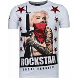 Marilyn Rockstar - Rhinestone T-shirt - Wit