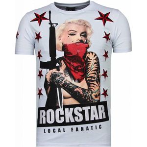 Marilyn Rockstar - Rhinestone T-shirt - Wit