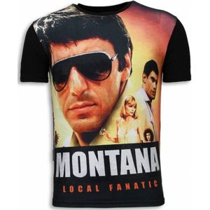 Tony Montana - Digital Rhinestone T-shirt - Zwart