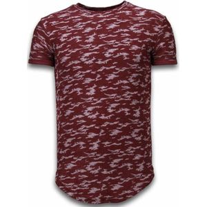 Fashionable Camouflage T-shirt - Long Fit Shirt Army Pattern - Bordeaux