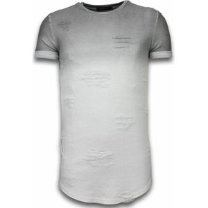 Flare Effect T-shirt - Long Fit Shirt Dual Colored - Grijs