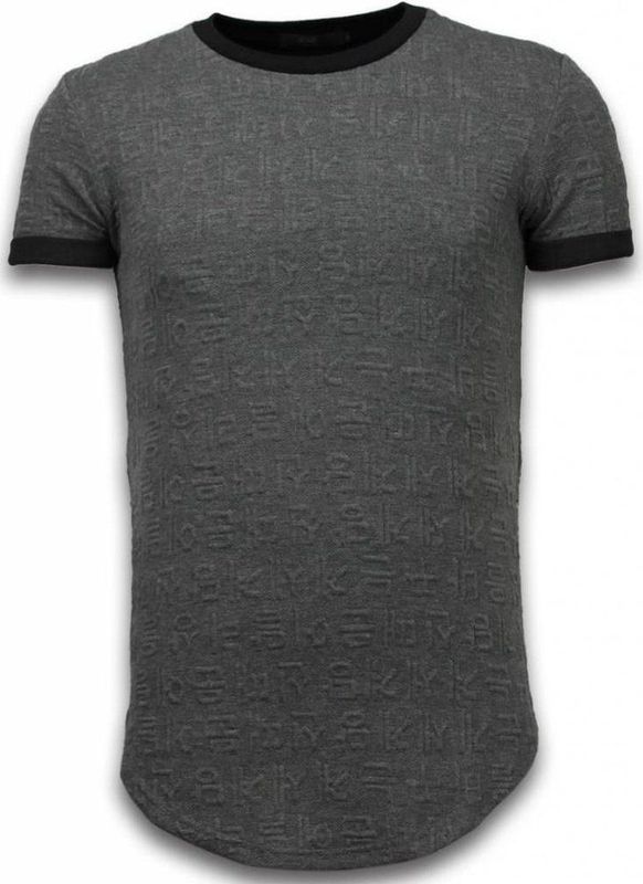 3D Encrypted T-shirt - Long Fit Shirt Zipped - Grijs
